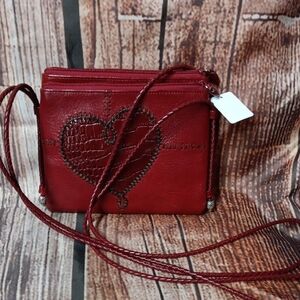 Brighton Red Crossbody Bag with Heart Accent
